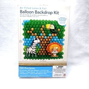 Amscan Air Filled Latex & Foil Safari Balloon Backdrop Kit For Party
